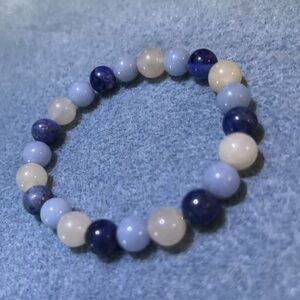 Sophisticated Blue and Peach Beaded Bracelet